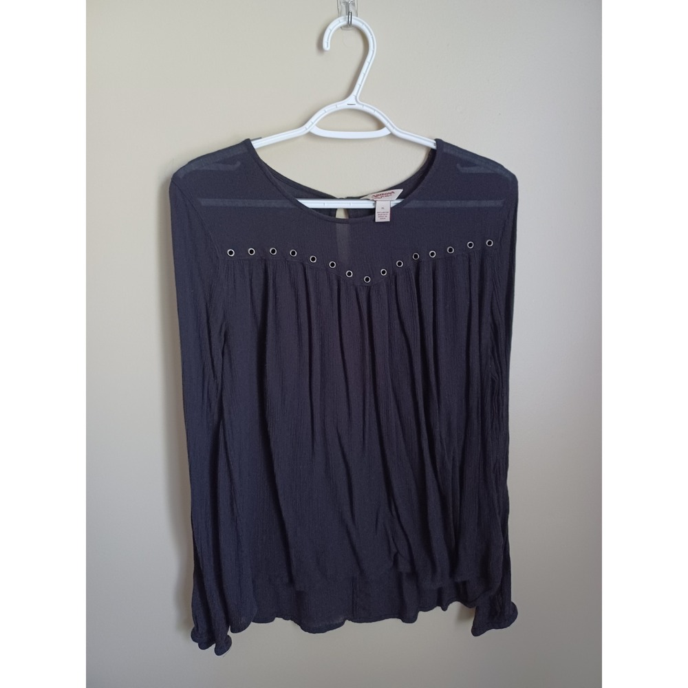 Women's Size XL Arizona Jean Company Black Long Sleeve 100% Rayon Shirt Top
